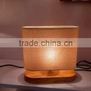 Simple Style Wood Table Lamp, Vintage Modern Table in Wood Base and Linen Lamp Shade thumbnail-1