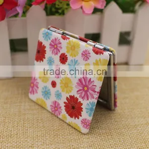 Custom Mini PU Leather Mirror Pocket/flowers Pocket Mirror/ Cosmetic Mirror for Promotion Gifts Supplier's Choice thumbnail-1