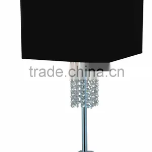 Popular Bedside Crystal Table Light Based on Stainless Steel in Chrome With Black Shade thumbnail-1