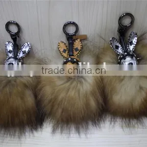 Real Raccoon Fur Ball / Fluffy Ball Fur Keychain / Monster Fur Keychain thumbnail-2