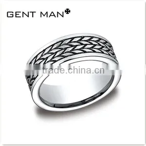 Surface Etched Titanim Steel Ring Men's 316L Stainless Steel Rings Jewelry thumbnail-1