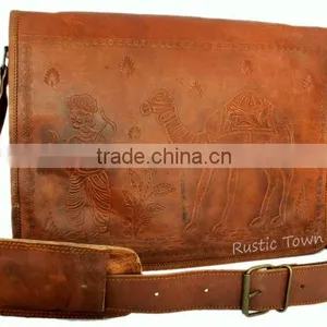 Antique Pure Genuine Leather Messenger Bag for Men Rajasthani Style thumbnail-2