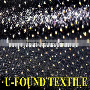 95% POLY 5% SPANDEX KS VELVET WITH GLITTER GOLD PRINT FOR GIRL EVENING DRESS FABRIC thumbnail-1