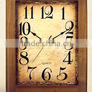 Rectangled Oak Wooden Wall Clock Decoration Items thumbnail-1