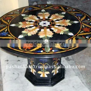 Black Marble Round Table Top thumbnail-1
