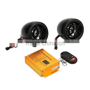 Motorcycle MP3 Player Speakers Audio Sound System FM Radio Security Alarm Wireless Remote With USB SD Slot thumbnail-4