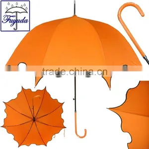 Orange Creative Durable Dome Fashion Ladies Umbrella With Wave Edge thumbnail-1