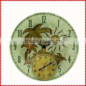 Nice Palm Tree Custom Resin Round Outdoor Clock and Thermometer thumbnail-1