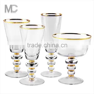 Wholesale Handmade Clear Wine Glass With Gold Sliver Rim thumbnail-1