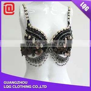 Hot ! Handmade Sequin Coins Beaded 2 Pieces Bra & Hip Belt Set Belly Costumes thumbnail-1