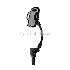 One Hand Operation Flexible Gooseneck Dual USB Ports Car Mobile Charger Stand for Mobile Phone thumbnail-2