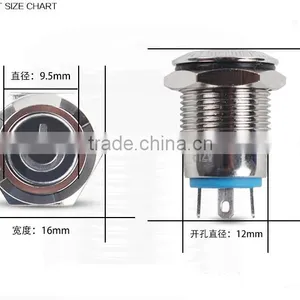 12mm Metal Push Button Switch With LED Momentary Waterproof thumbnail-2