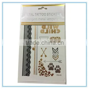 New Fashionable Gold and Silver Metallic Custom Body Golden Uae Stickers Temporary Tattoo thumbnail-2