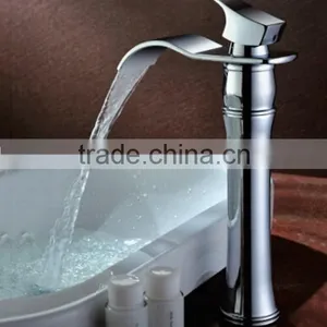 Chromed Plated Waterfall Basin Mixer, Single Lever Basin Tap, Copper Material Tap thumbnail-2
