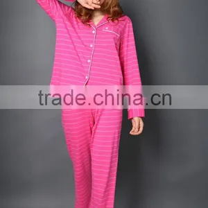 TOP SELL Striped Cotton Women Sleepwear Women Pajamas Set Sleepshirt Sleep & Lounge Home Clothes Long Sleeve Pants Soft Pyjamas thumbnail-3