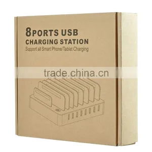 New 8 Ports Charging Station 8*2.4A USB Charger With Stand and Switch Docking Station for Mobile Phones and Tablet PC White EU thumbnail-6