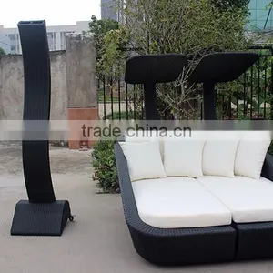Antique Design Outdoor Furniture Rattan Double Canopy Sunbed thumbnail-2