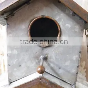 Antique Galvenized Metal Garden Bird House thumbnail-5