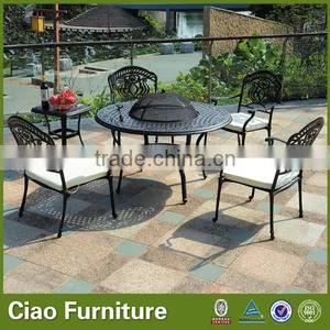 Bronze Bbq Roast Table and Chairs Garden Aluminium Furniture thumbnail-1