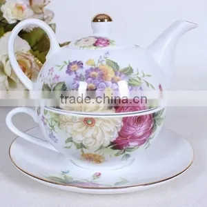 Porcelain Top Grade Flower Porcelain Tea Pot Set for One, Persian Tea Set, Tea Set for One Person thumbnail-1