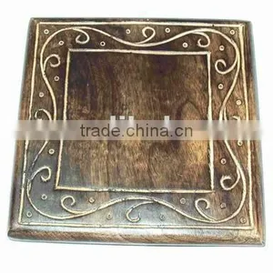 Wood Trivet, Antique Trivet, Decorative Trivets, Cooking Trivet, Wood Square Trivet, Wood Hot Pot Trivet thumbnail-1
