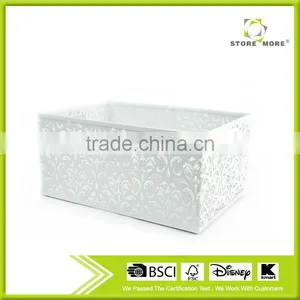 Durable Flower Patter Rectangle Metal Punched Storage Basket thumbnail-1