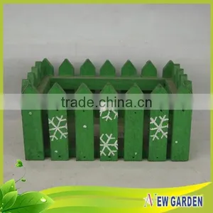 Green and Red Large Rectangular Wooden Flower Pot and Planting thumbnail-6
