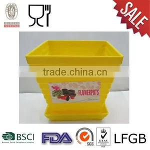 Plastic Square Melamine Flower Pot With Yellow Color thumbnail-1