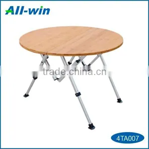 Adjustable Round Bamboo Camping Table for Outdoor Use thumbnail-1