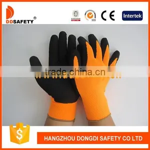 Fluorescent Nylon Knitted Gloves Black Latex Coated Working Gloves thumbnail-1
