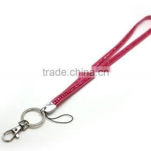 Fuchsia Promotion Gift PU Leather Lanyard With Crystal Gem Lanyard, Swivel Snap Hooks, Key Ring Accembly, Acrylic Gem Key Chain thumbnail-2