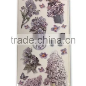 Purple Colorway Tulip & Butterfly Design Sticker, Classic Decorative Shinny Glitter Sticker thumbnail-1