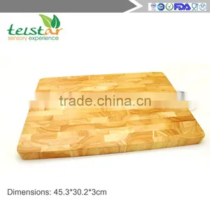 Stainless Steel Handle Rectangular Rubber Wood Chopping Block thumbnail-2