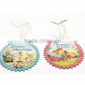 4 Style 4.375"x0.125"x5.5"H Different Color Paper Spring Bunny Print Hanger Handicrafts Animal Wall Plaque thumbnail-4