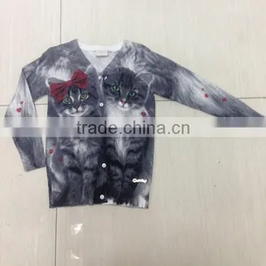 Children's no Hand Feeling Reactive Printing 100% Cotton Cardigan Sweater thumbnail-1