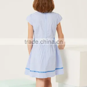 2017 Summer New Children's Cotton School Girl Belted Plaid Dress thumbnail-4