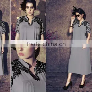 Styles Long Lining Designer Embroidery Georgette Tops thumbnail-1