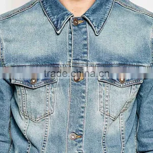 Light Blue Fitness Denim Men Jean Jacket Fashion Street Wear thumbnail-3