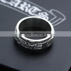 Fancy Chinese Dragon Design Cool Punk Style Brass / 925 Sterling Silver Men's Ring thumbnail-3
