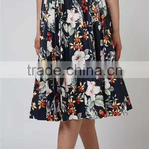 Hot Sale Women Floral Print Satin Pleated Skirts Maxi Cutout Empire Waist Fashion Skirts thumbnail-2