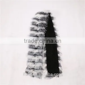 Super Long 150cm Winter Trendy Real Fox Fur Scarves Long Fox Fur Muffler Black and White Striped Fox Fur Scarf Zebra Scarves thumbnail-4