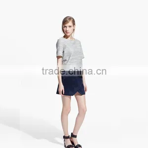 2015 Wholesale Fashion Ladies Short Sleeves Pure Color Grey Color 100%cotton T-shirt thumbnail-2