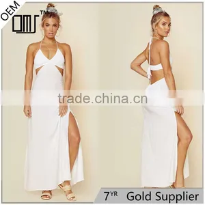 Cut Out Slit Maxi Dress With Drawstring Sexy Women Summer Dress 2015 thumbnail-1