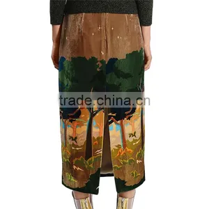 2017 OEM Spring Landscape Printed Valiant Long Maxi Skirts thumbnail-4