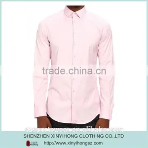 Pink Color Button up Cotton/polyester Blended Material Mens Dress Shirt Custom thumbnail-1