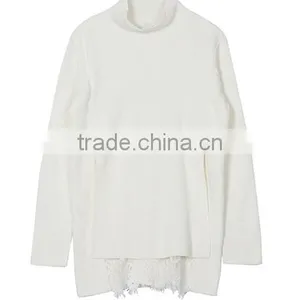 Women's Autumn Fitted Lace Bottom Long Knittting Turtleneck Sweater Tops With Lowest Price thumbnail-3