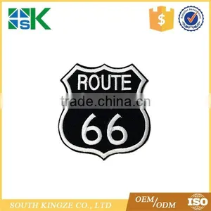 ROUTE 66 Iron-on PATCH - Embroidered HIGHWAY ROAD SIGN HISTORIC EMBLEM US BLACK thumbnail-1