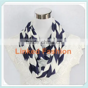 Hot Selling Style Wholesale Navy Jersey Knit Chevron Infinity Scarf for Women thumbnail-1