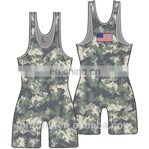 Cheap Sublimated Camo Singlet Wrestling Singlet for Sale thumbnail-2