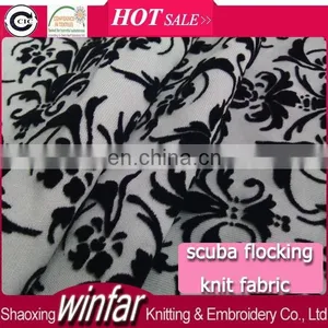 Winfar Textile New Product Soft Knit Polyester Stretchy DTY Scuba Print Flock Fabric thumbnail-1